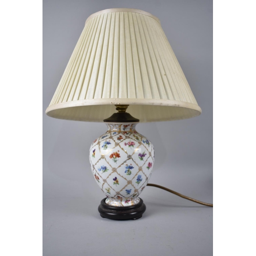 97 - A Pair of Late 20th Century Ceramic Vase Shaped Table Lamps with Shades, 39cms High Overall