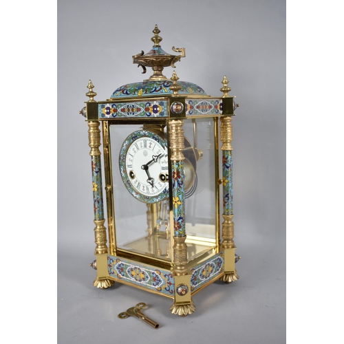 53 - A Large and Impressive Gilt Brass and Cloisonne Enamel Reproduction Four Glass Clock in the French S... 