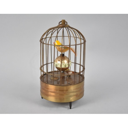 78 - A Reproduction Novelty Automaton Bird Cage Clock, Working Order, 18cm High