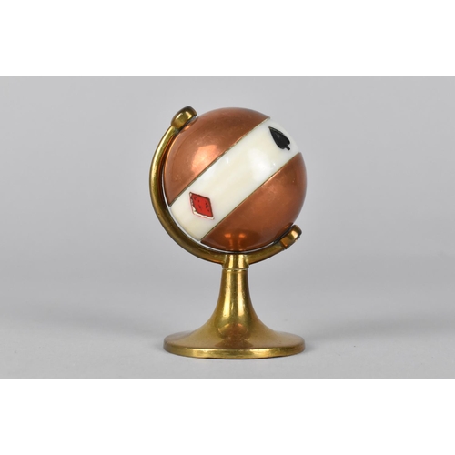 12 - A Mid 20th Century Copper and Brass Whist Suit Marker in the Form of a Table Globe, 7cms High