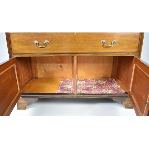 147 - A Galleried Edwardian Mahogany Side Chest with Two Short and One Long Drawer over Cupboard Base, Bra... 