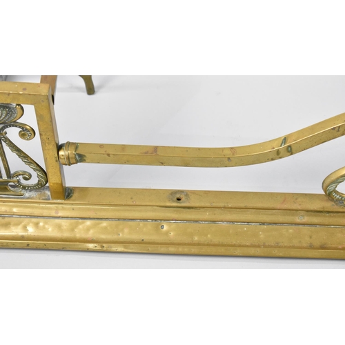 148 - A Late 19th Century Brass Fire Kerb, 133cms Wide, Condition Issues