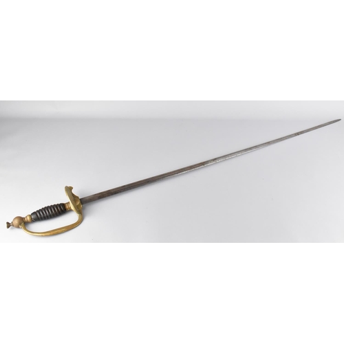 154 - A Vintage Continental Rapier with Brass Guard and Wooden handle, Condition issues