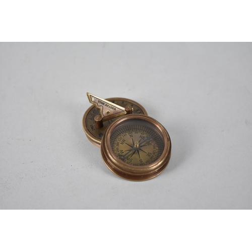 171 - A Reproduction Circular Brass Pocket Combination Compass/Sundial as was Made by Stanley of London, 5... 