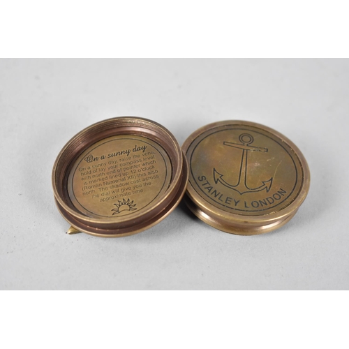 171 - A Reproduction Circular Brass Pocket Combination Compass/Sundial as was Made by Stanley of London, 5... 