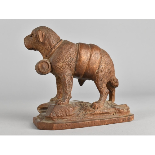 18 - An Early 20th Century Carved Black Forest Souvenir in the Form of a St. Bernard Dog with Spirit Barr... 