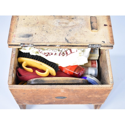 181 - A Vintage Wooden Shoe Shine Box by Hussif, 33cms Wide