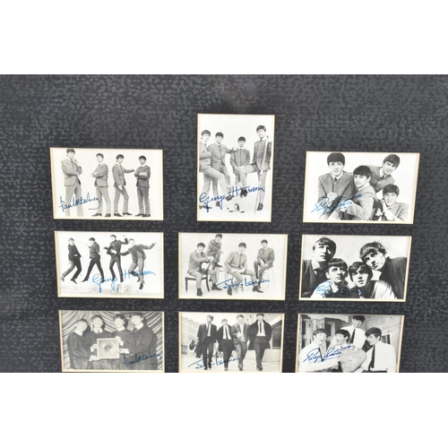 189 - A Framed Set of 60 Monochrome Beatles Cards from A&BC Chewing Gum Ltd, Frame 88x69cm