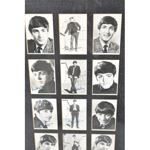 189 - A Framed Set of 60 Monochrome Beatles Cards from A&BC Chewing Gum Ltd, Frame 88x69cm