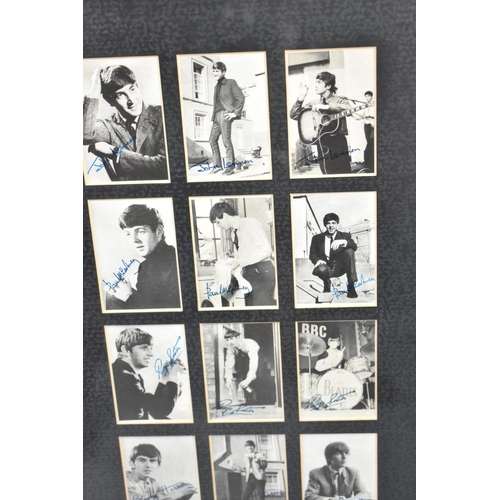 189 - A Framed Set of 60 Monochrome Beatles Cards from A&BC Chewing Gum Ltd, Frame 88x69cm