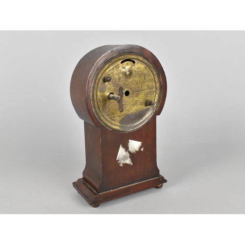 21 - An Edwardian Inlaid Mahogany Balloon Clock, Movement in Need of Attention, 22cms High