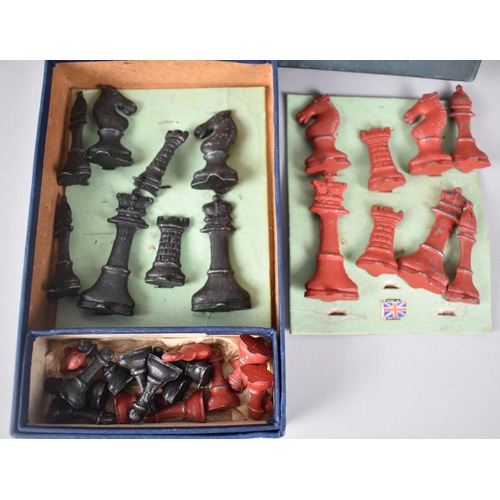 27 - A Vintage Metal Chess Set in Original Box, The Rose Chess, No.1 Set with Board, complete
