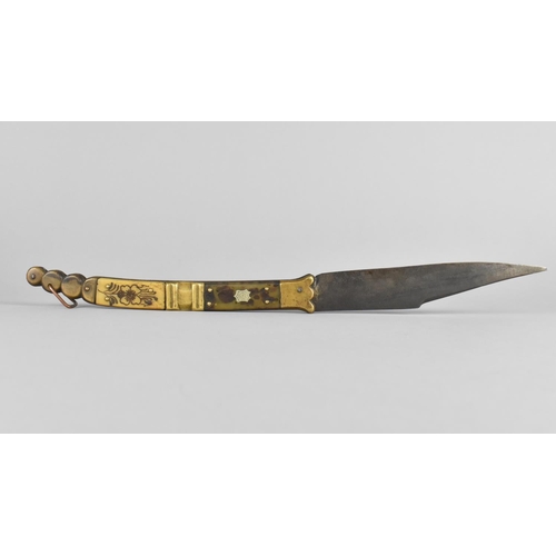 31 - A Clipped Back Blade by Beauvoir having Characteristic Brass Mounted Frame with Horn and Bone Scales... 