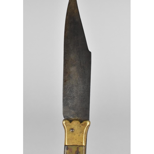 31 - A Clipped Back Blade by Beauvoir having Characteristic Brass Mounted Frame with Horn and Bone Scales... 