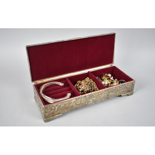 329 - A Silver Plated Jewellery Box containing Costume Jewellery to include Silver Bangle in the Tiffany S... 