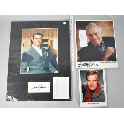 348 - Three Signed Photographs, Charlton Heston and James Garner