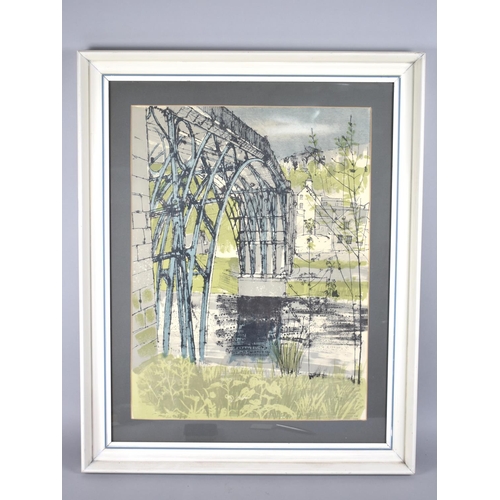 357 - A Coloured Lithograph of Ironbridge, Subject 43x56cm