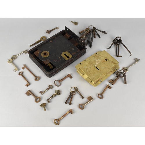 48 - A Collection of Various Brass and Metal Locks, Keys Etc