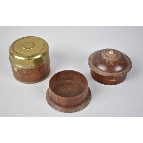 58 - A Late 19th Century Circular Treen Snuff Box, Loss to Circular Lid Rim together with a Victorian Bra... 
