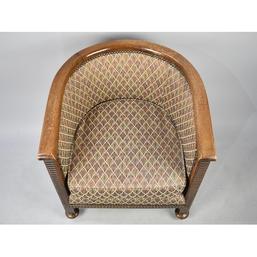 590 - An Edwardian Oak Framed Tub Armchair