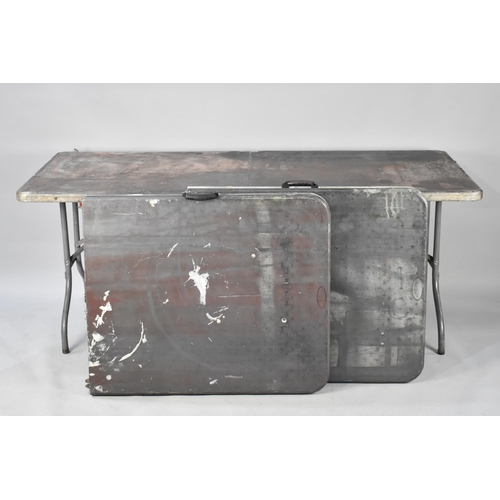 596 - WITHDRAWN: A Set of Three Folding Metal Framed Pasting Tables