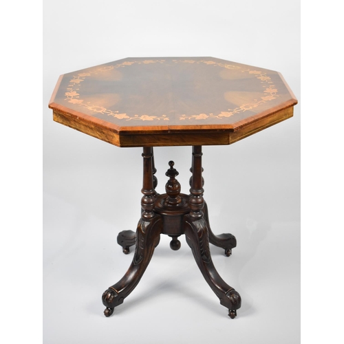 606 - A Late Victorian/Edwardian Inlaid Snap Top Octagonal Occasional Table, 74cms Diameter