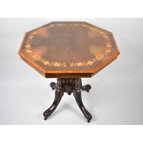 606 - A Late Victorian/Edwardian Inlaid Snap Top Octagonal Occasional Table, 74cms Diameter