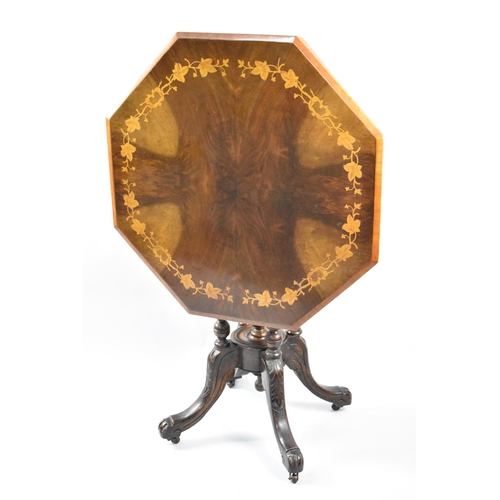 606 - A Late Victorian/Edwardian Inlaid Snap Top Octagonal Occasional Table, 74cms Diameter