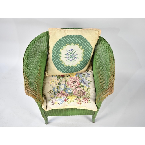 609 - A Green Painted Lloyd Loom Tub Chair