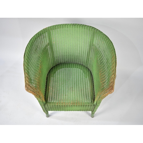 609 - A Green Painted Lloyd Loom Tub Chair