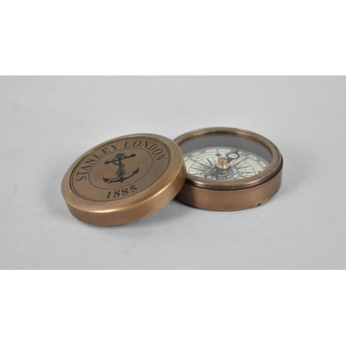 62 - A Reproduction Circular Brass Pocket Compass as was Made by Stanley of London in 1885, 5.5cms Diamet... 