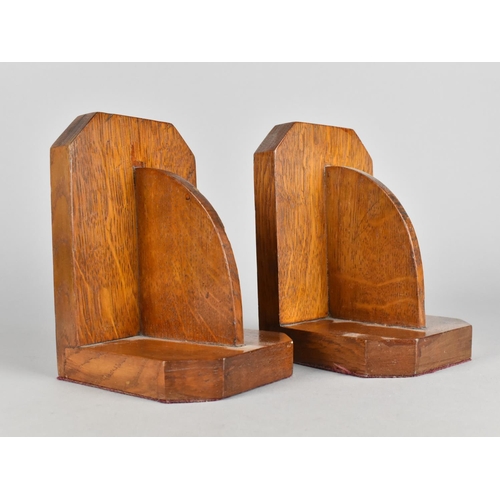 68 - A Pair of Edwardian Oak Bookends, 15.5cms High