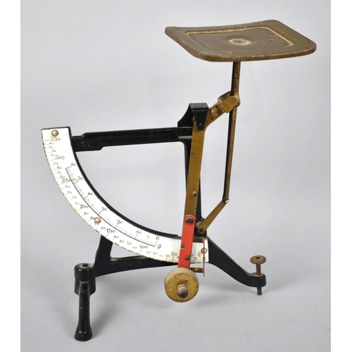 7 - An Early 20th Century Continental Metric Postage Scales with White Enamel Dial, AF, 22cms High