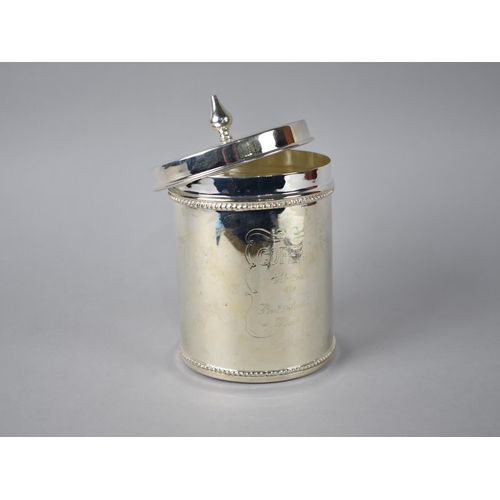 81 - A Silver Plated Cylindrical Coffee Canister Inscribed 