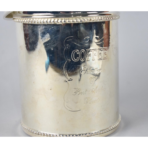 81 - A Silver Plated Cylindrical Coffee Canister Inscribed 