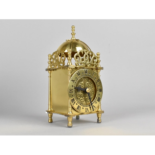 92 - A Mid 20th Century Brass Smiths Nell Gwynne Bijou Lantern Clock with Original Cardboard Box and Elec... 