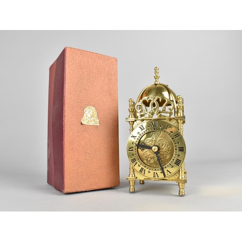 92 - A Mid 20th Century Brass Smiths Nell Gwynne Bijou Lantern Clock with Original Cardboard Box and Elec... 