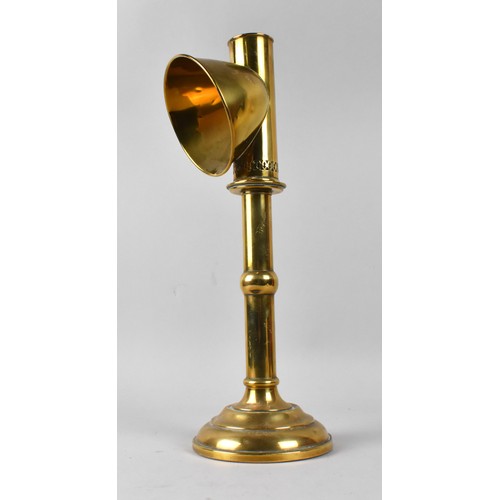 2 - A Late 19th Century Brass Table Top Candle Lantern or Student's Lamp with Conical Shade, 35cm high