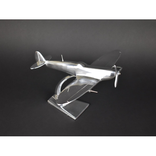 151 - A Modern Aluminium Study of a Flying Spitfire, 29cms Long