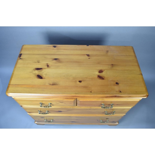 213 - A Modern Pine Bedroom Chest of Two Short and Two Long Drawers, 89cms Wide