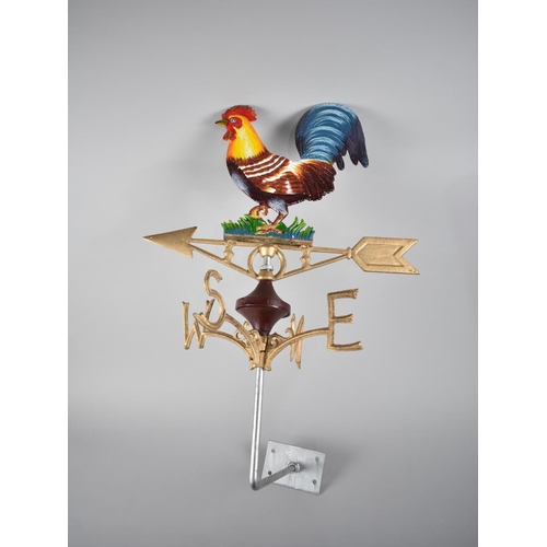 242 - A Modern Cold Painted Cast Metal Weather Vane with Cockerel Motif complete with Wall Mounting Fixing... 