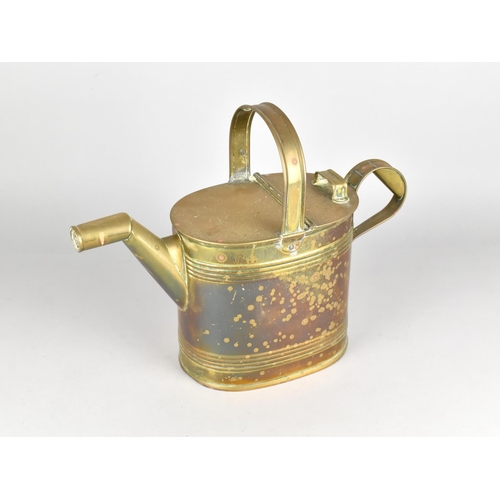 102 - A Vintage Brass Water Can with Hinged Lid, 28cms High