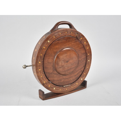 105 - A Novelty Inlaid Circular Three Tier Stand which Folds up to a 21cms Circle