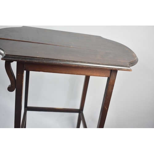 122 - An Edwardian Shaped Top Occasional Table, In Need of Some Restoration, 60cms Wide