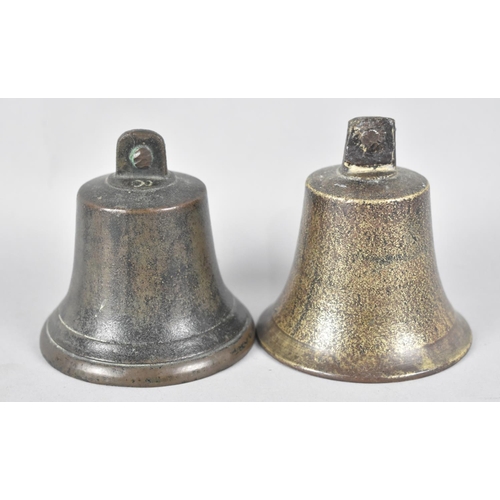 128 - Two Late 19th Century Bronze Bells, 7.25cms Diameter and 7.5cms High