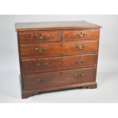 140 - A 19th Century Oak Chest of Two Short and Three Graduated Long Drawers, Brass Drop Handles, Bracket ... 