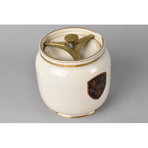 143 - A Macintyre Tobacco Pot with Heraldic Shield Decoration Inscribed Made for F Cluddington, Tobacconis... 