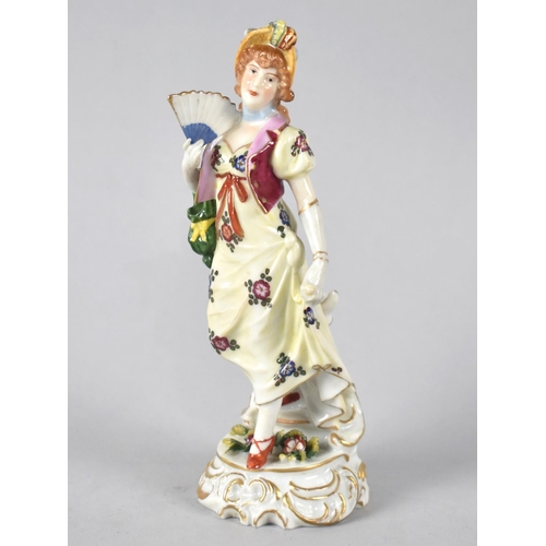 146 - A Neopolitan Figure of Lady with Fan, 13cms High