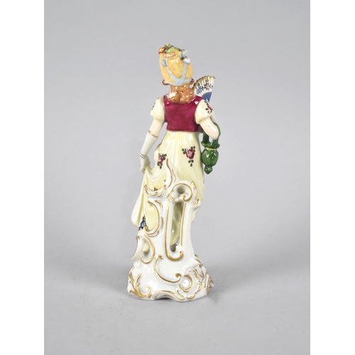 146 - A Neopolitan Figure of Lady with Fan, 13cms High