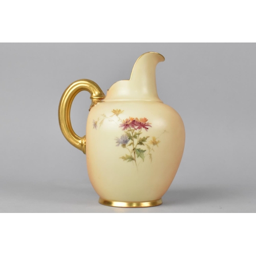 147 - A Royal Worcester Blush Ivory Jug decorated with Daisies and Insects, Shape 1094, 14cms High